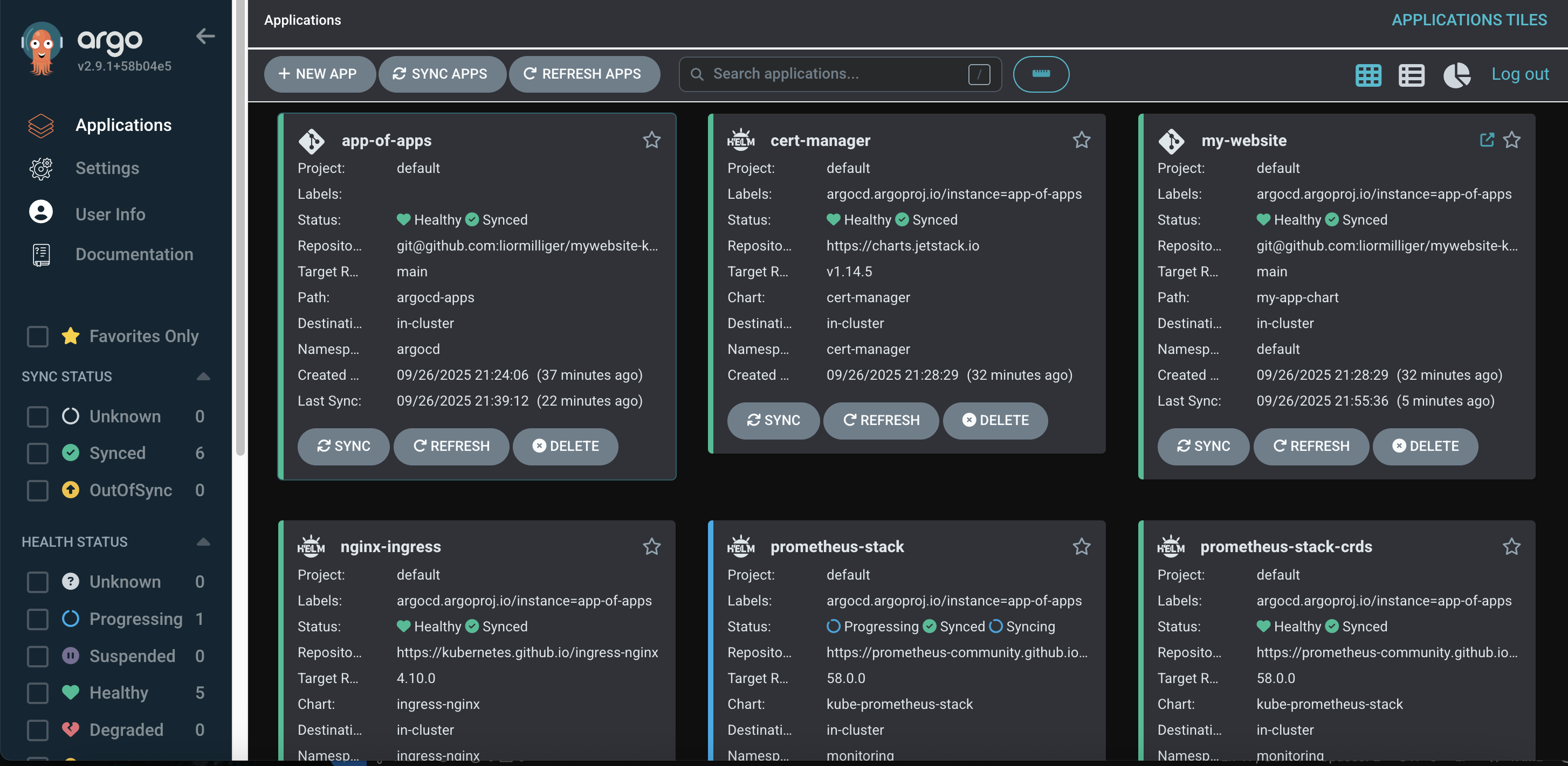ArgoCD App of Apps View